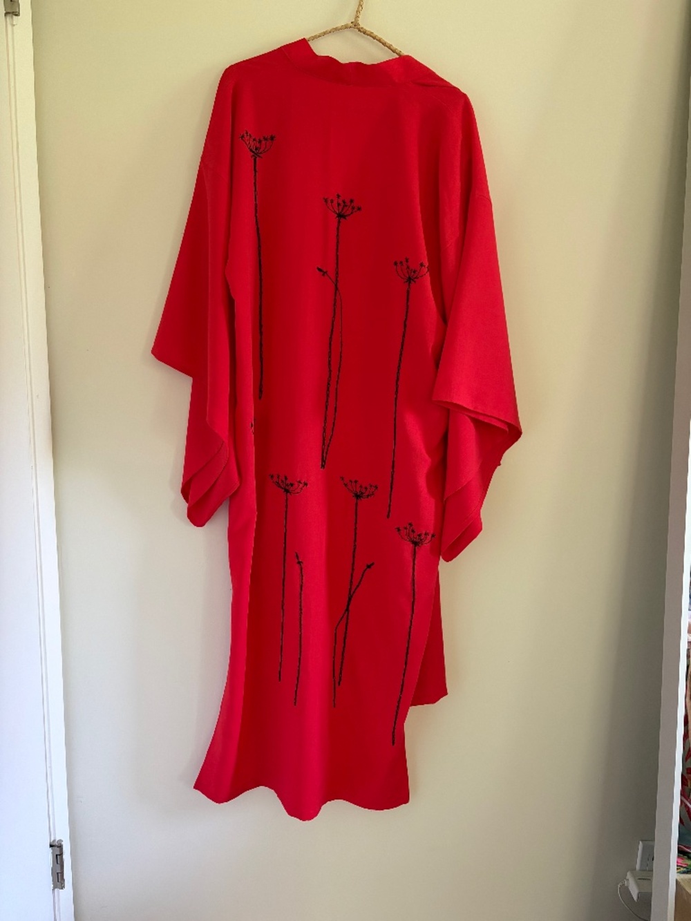 Embroidered asymetrical kimono